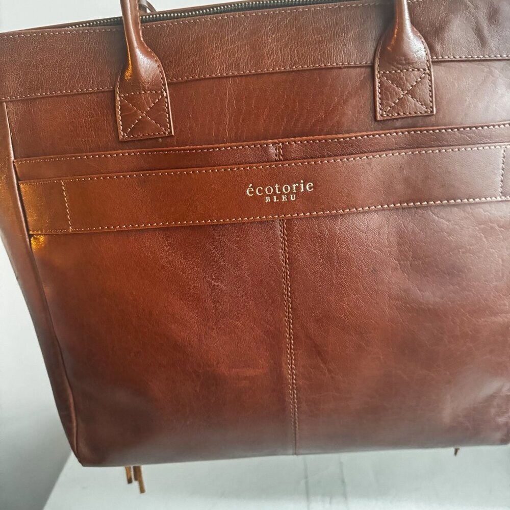 Ecotorie Jackson Tote Cognac Southwestern Print Canvas leather Fringe - Picture 7 of 8